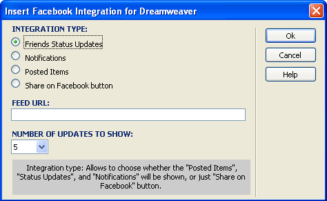 Dreamweaver Facebook Window