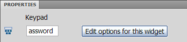Keypad widget property inspector